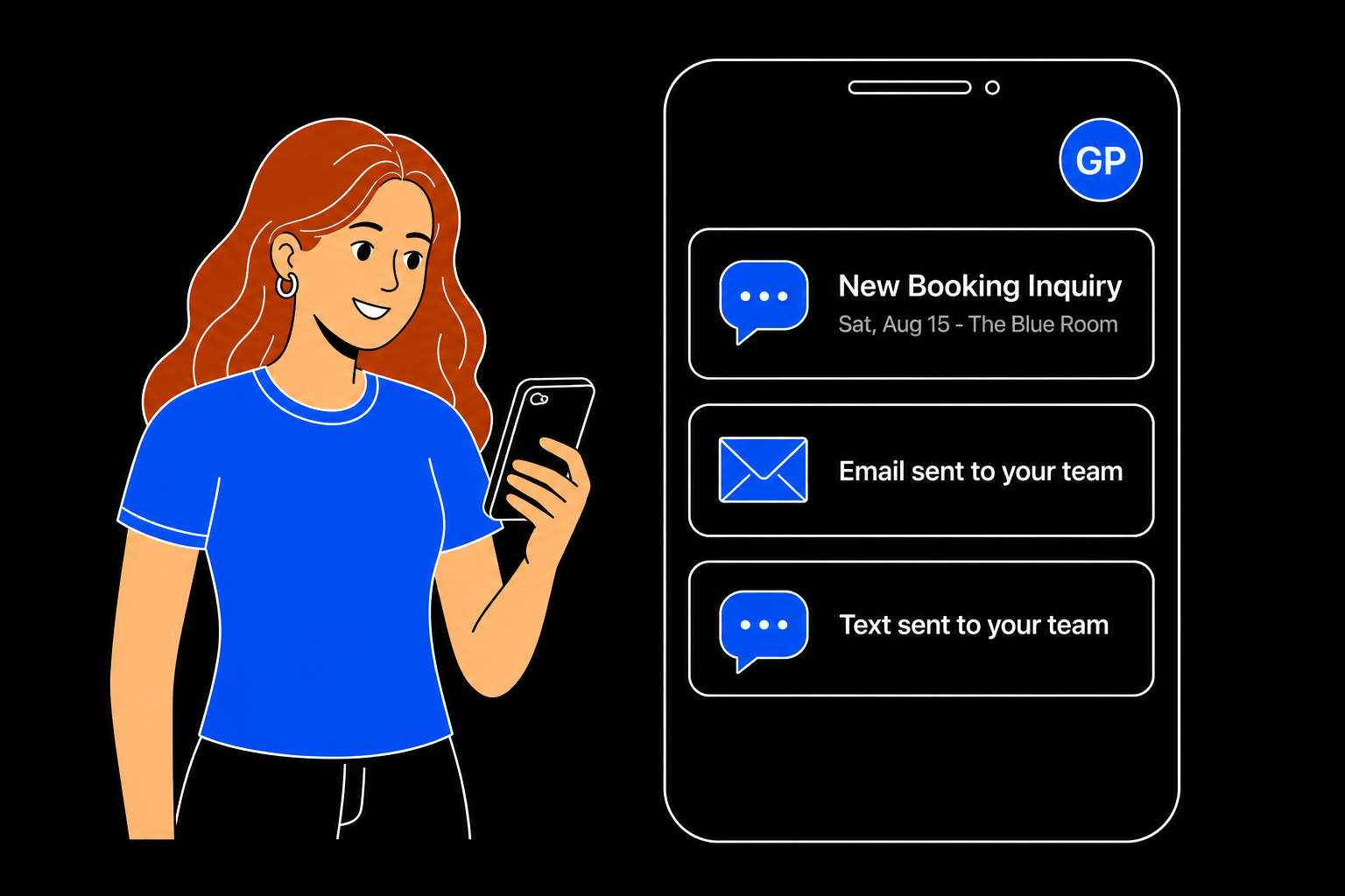 Email and SMS booking inquiry notifications