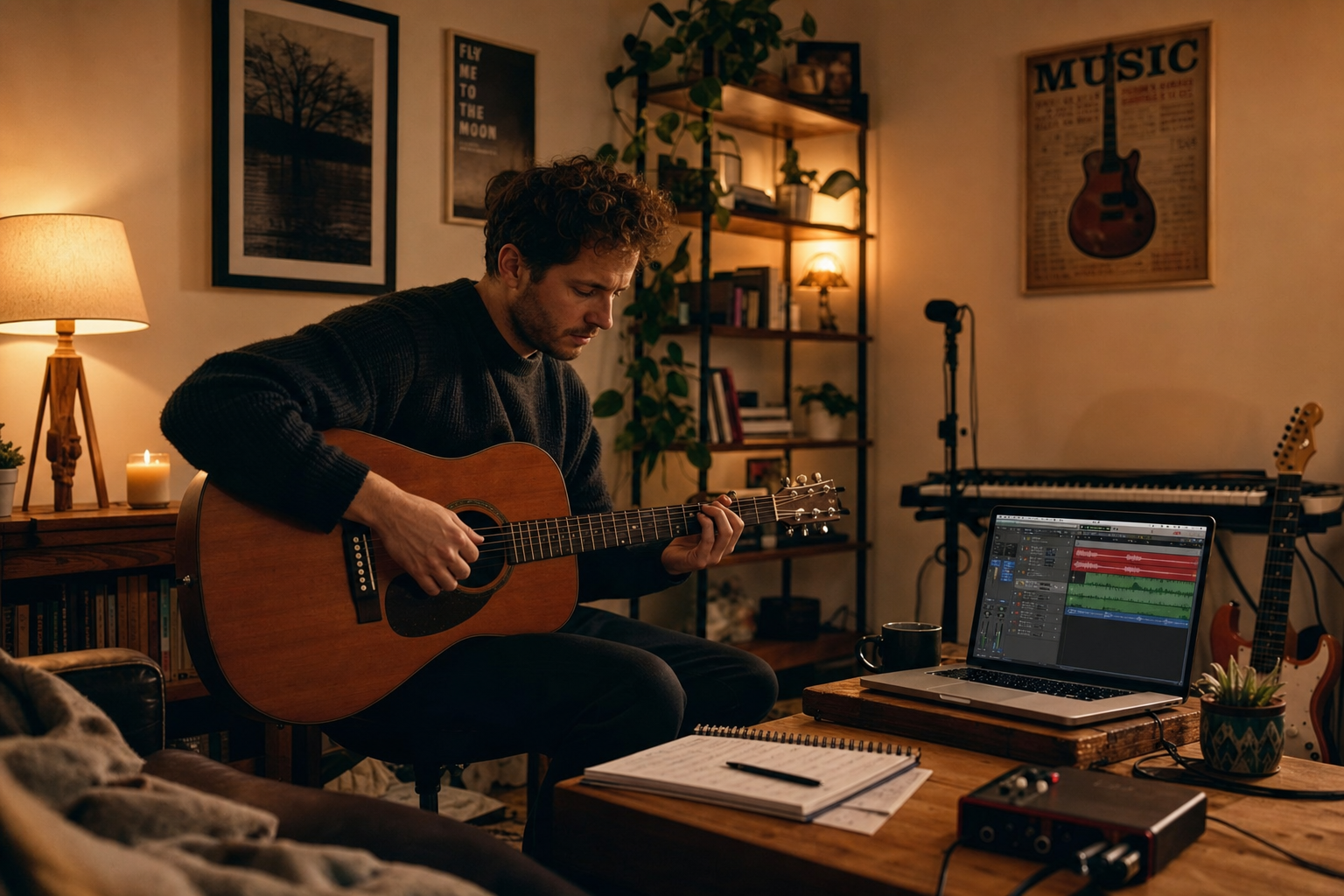 Performing artist practicing at home
