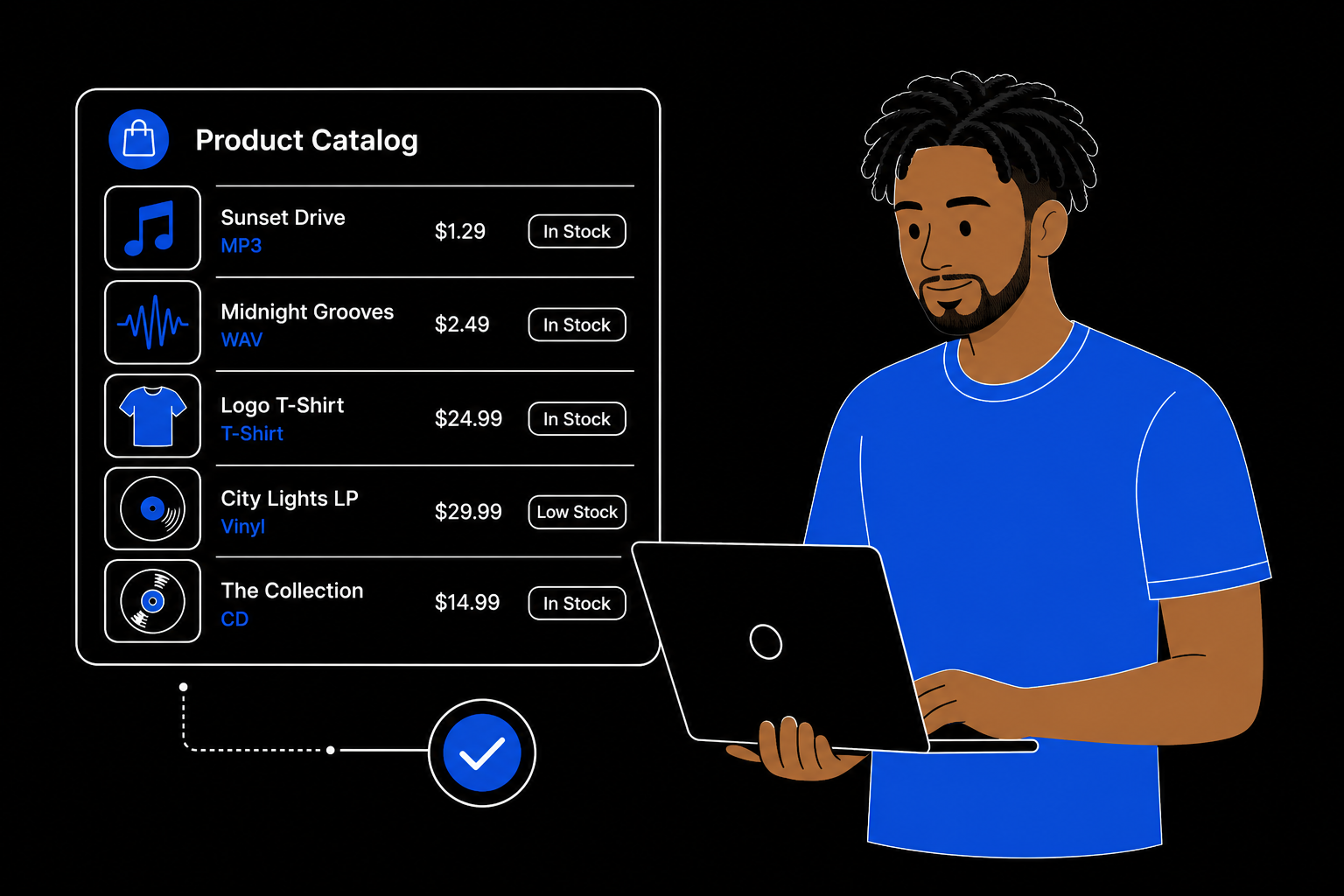 Manage products and merch from the Gig Portal dashboard