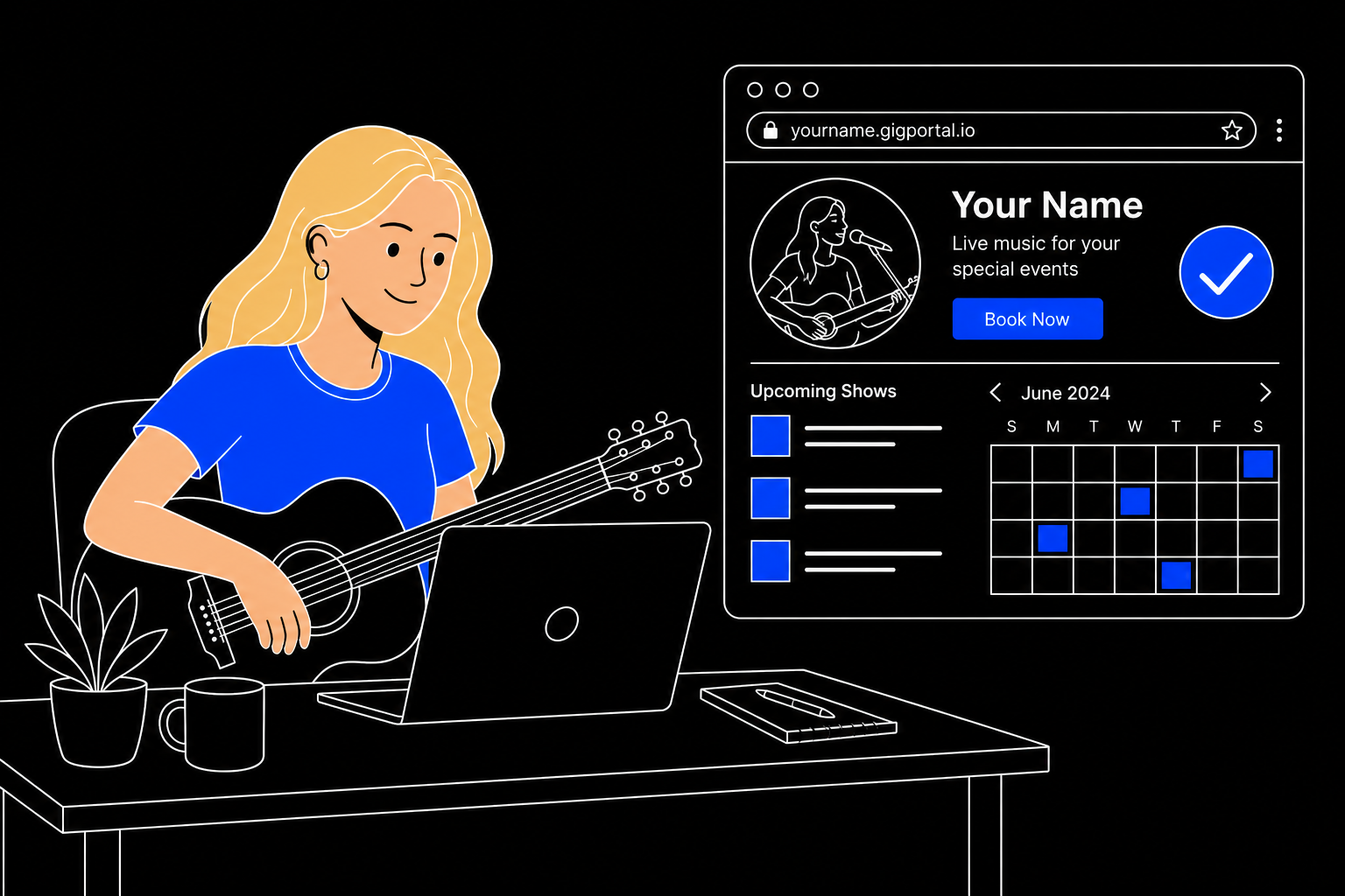 Performer website hosted by Gig Portal