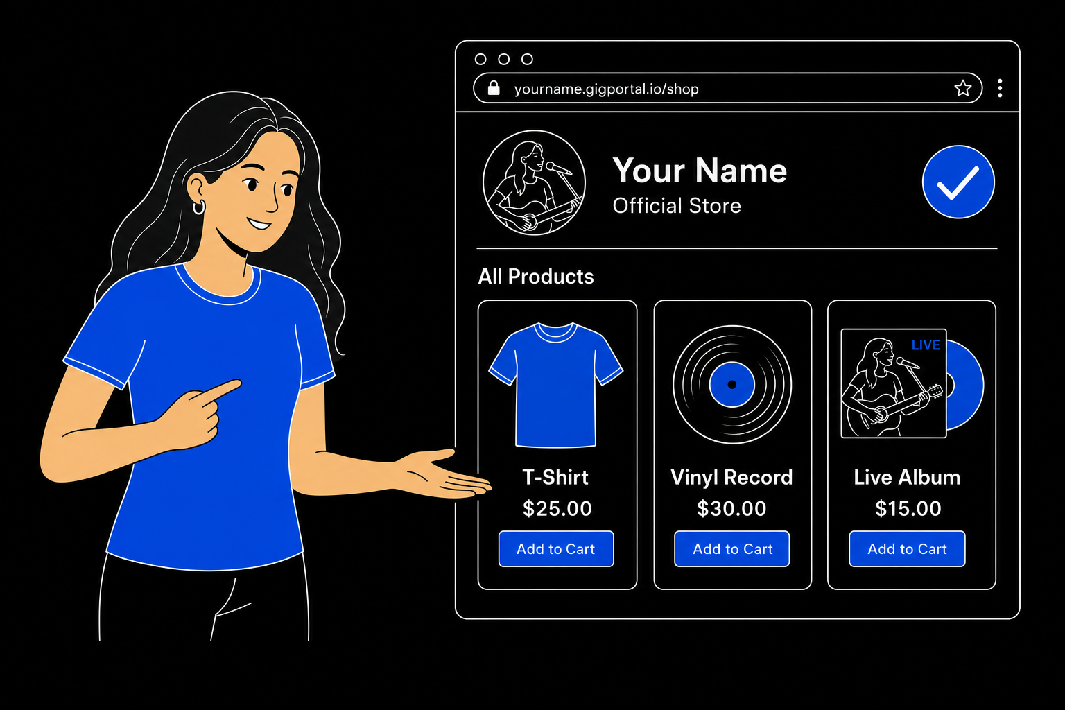 Merchandise store for performing artists